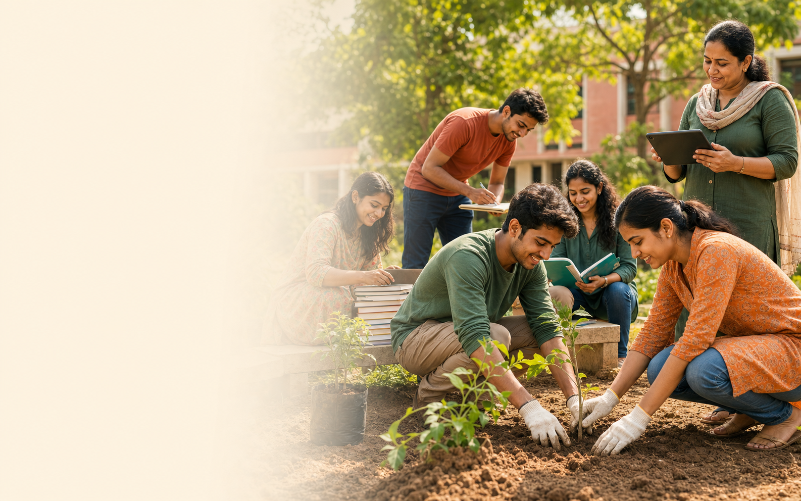 Students and coordinator participating in a community extension activity