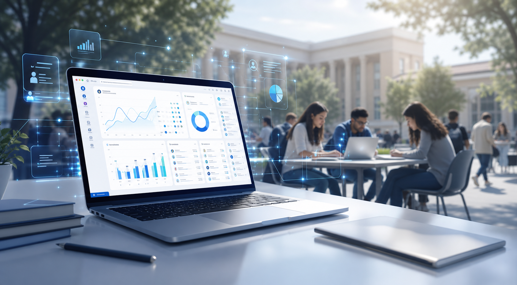 Modern campus education ERP dashboard visual