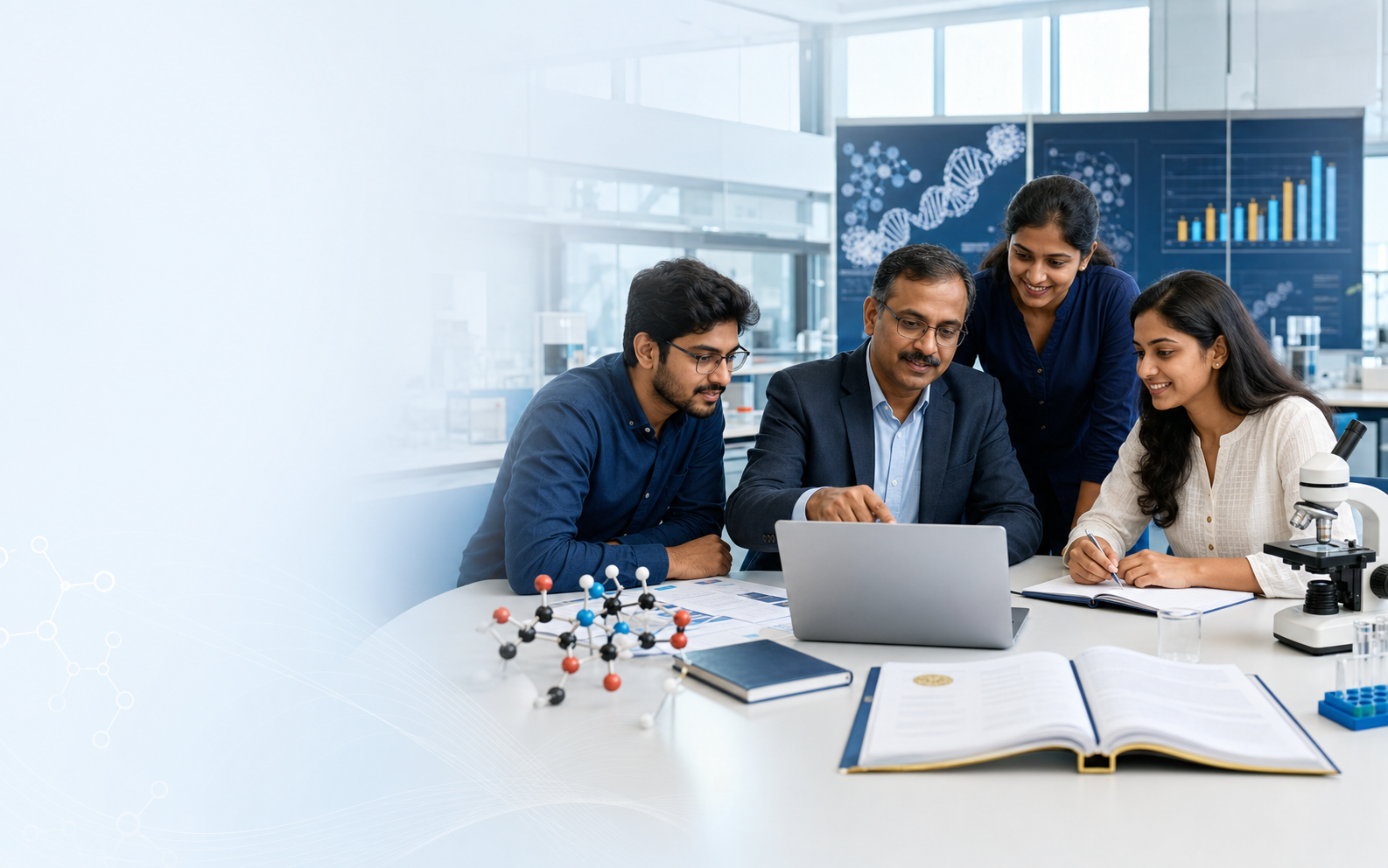 University faculty and research scholars collaborating with research data and laboratory tools